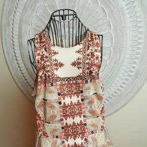 Dress: Multi-colored burnt org/black Aztec dress.